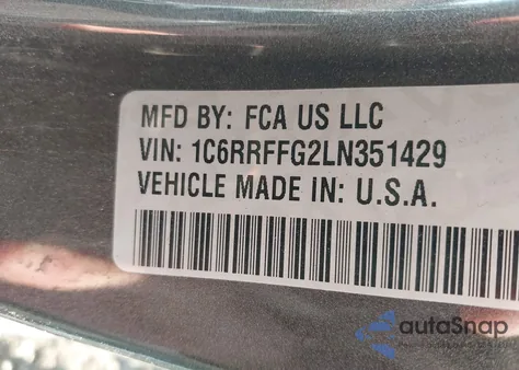 2020 Ram 1500 Big Horn 4X4 5'7 Box из США, поврежденный, VIN 1C6RRFFG2LN351429